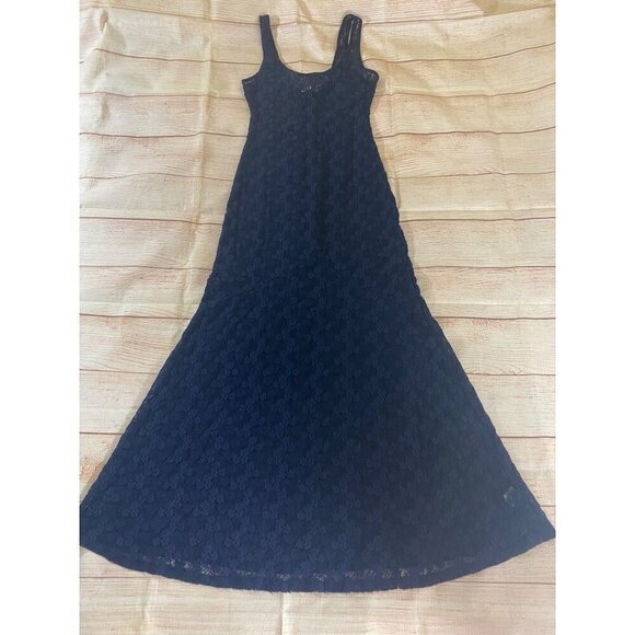 En Creme Women's Blue Sheer Lace Unlined Bohemian Maxi Dress - Medium - Picture 2 of 11